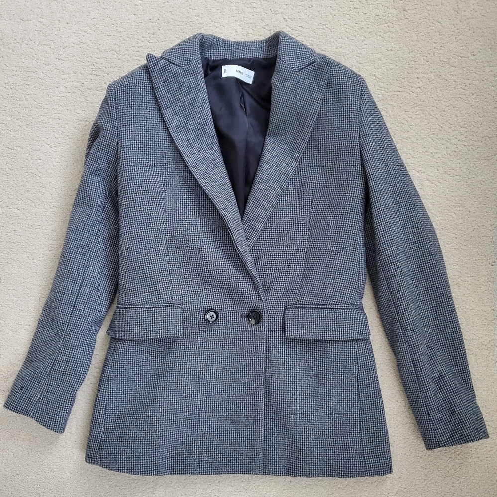 Mango Houndstooth Wool-Blend Blazer - Picture 4 of 9